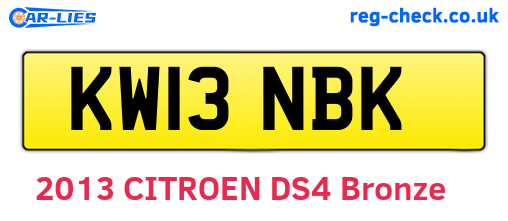 KW13NBK are the vehicle registration plates.