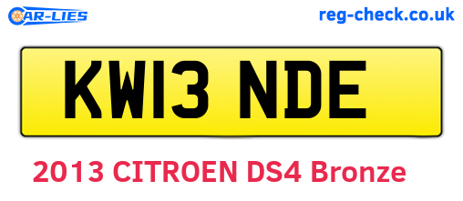 KW13NDE are the vehicle registration plates.