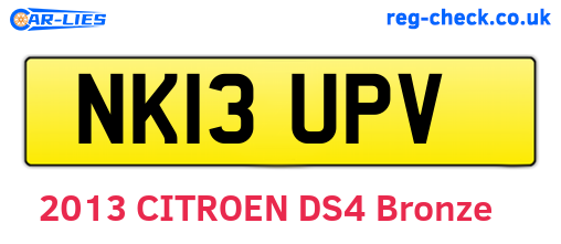 NK13UPV are the vehicle registration plates.