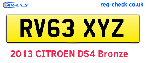 RV63XYZ are the vehicle registration plates.