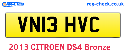 VN13HVC are the vehicle registration plates.