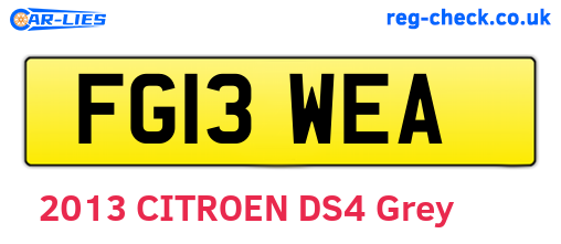 FG13WEA are the vehicle registration plates.