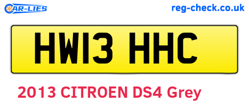 HW13HHC are the vehicle registration plates.