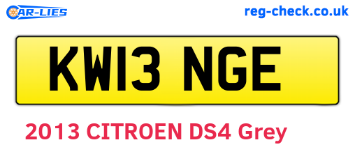 KW13NGE are the vehicle registration plates.