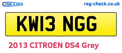 KW13NGG are the vehicle registration plates.