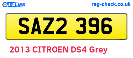 SAZ2396 are the vehicle registration plates.
