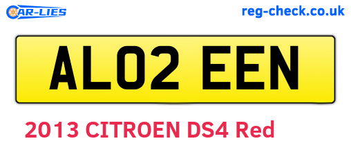 AL02EEN are the vehicle registration plates.