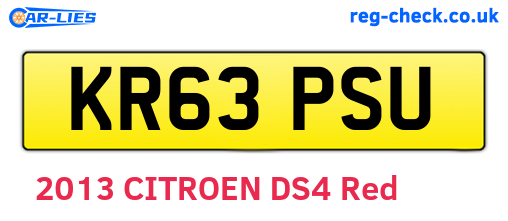 KR63PSU are the vehicle registration plates.