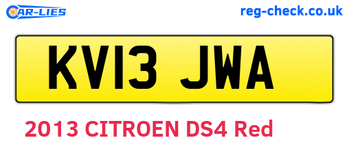 KV13JWA are the vehicle registration plates.