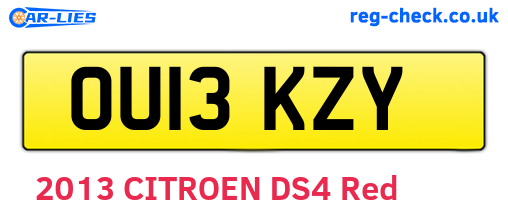 OU13KZY are the vehicle registration plates.