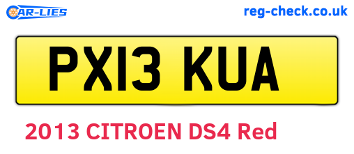 PX13KUA are the vehicle registration plates.