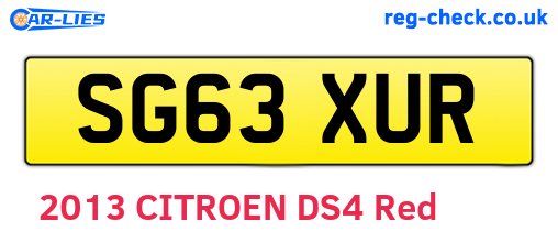 SG63XUR are the vehicle registration plates.