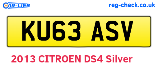 KU63ASV are the vehicle registration plates.