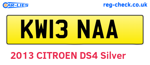 KW13NAA are the vehicle registration plates.