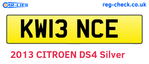 KW13NCE are the vehicle registration plates.