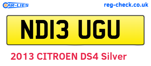 ND13UGU are the vehicle registration plates.