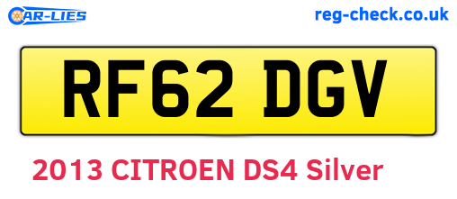 RF62DGV are the vehicle registration plates.