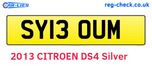 SY13OUM are the vehicle registration plates.