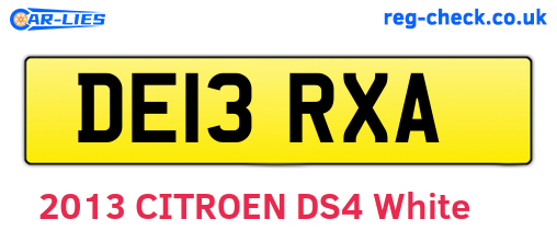 DE13RXA are the vehicle registration plates.