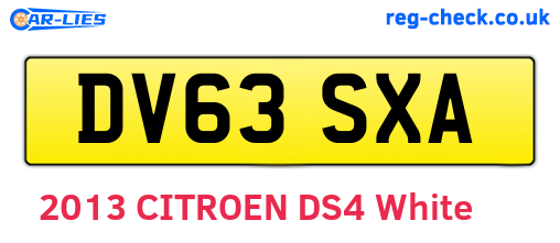 DV63SXA are the vehicle registration plates.