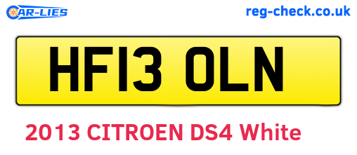HF13OLN are the vehicle registration plates.