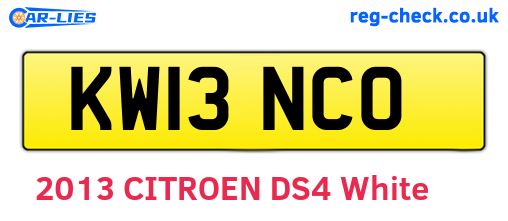 KW13NCO are the vehicle registration plates.