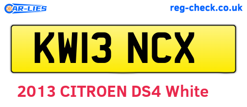 KW13NCX are the vehicle registration plates.