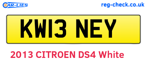 KW13NEY are the vehicle registration plates.