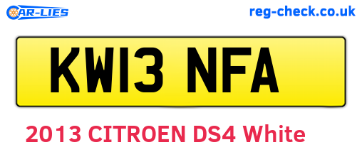 KW13NFA are the vehicle registration plates.