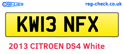 KW13NFX are the vehicle registration plates.