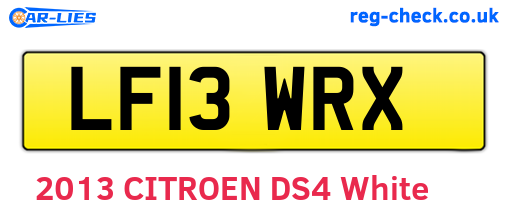 LF13WRX are the vehicle registration plates.