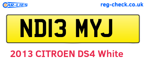 ND13MYJ are the vehicle registration plates.