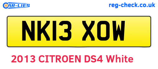 NK13XOW are the vehicle registration plates.