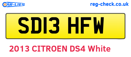 SD13HFW are the vehicle registration plates.