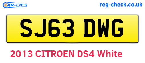 SJ63DWG are the vehicle registration plates.