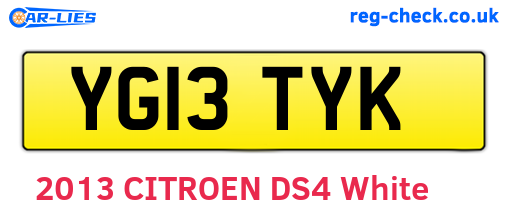 YG13TYK are the vehicle registration plates.