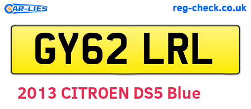 GY62LRL are the vehicle registration plates.