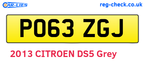 PO63ZGJ are the vehicle registration plates.