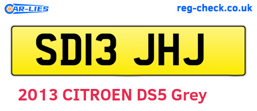 SD13JHJ are the vehicle registration plates.