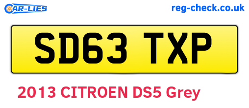 SD63TXP are the vehicle registration plates.