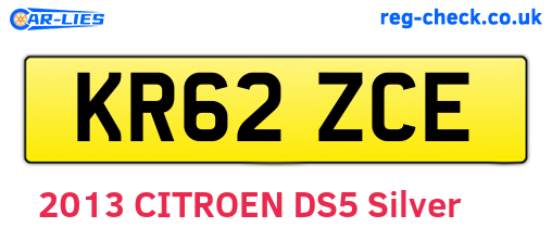 KR62ZCE are the vehicle registration plates.