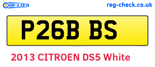 P26BBS are the vehicle registration plates.