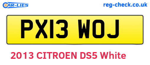PX13WOJ are the vehicle registration plates.