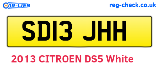 SD13JHH are the vehicle registration plates.