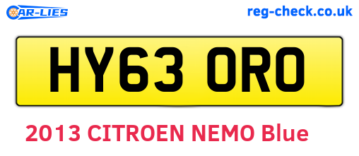 HY63ORO are the vehicle registration plates.