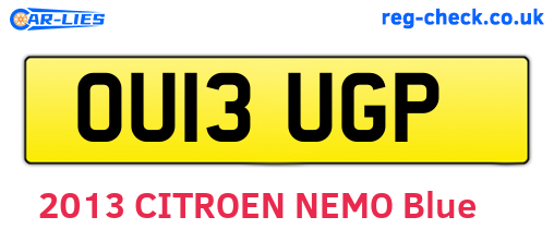 OU13UGP are the vehicle registration plates.
