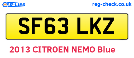 SF63LKZ are the vehicle registration plates.