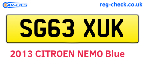SG63XUK are the vehicle registration plates.