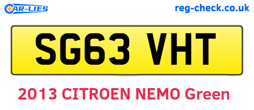 SG63VHT are the vehicle registration plates.