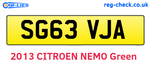 SG63VJA are the vehicle registration plates.
